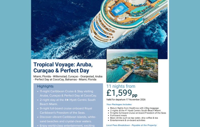 Royal Caribbean Cruise & Stay from £1,599pp 17th November 2026