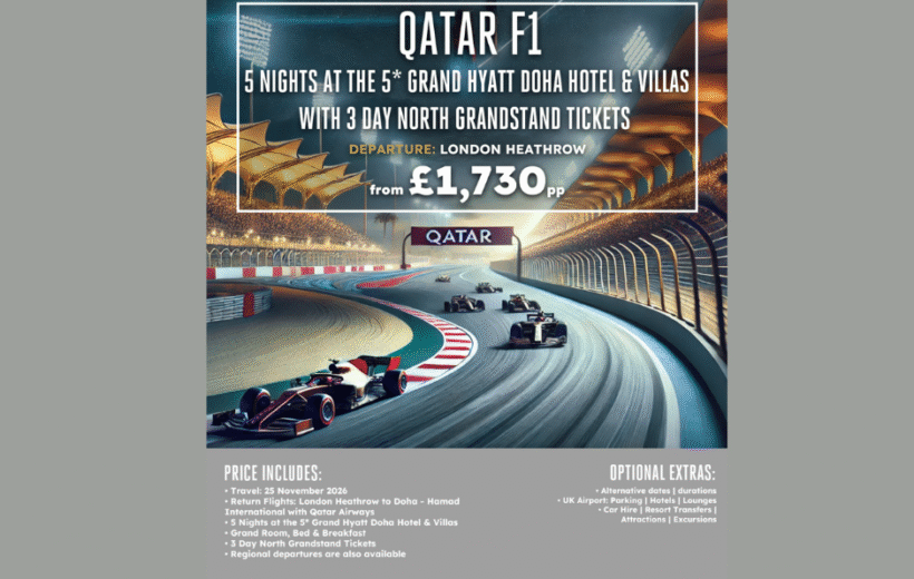 Qatar F1 Luxury Race Weekend Escape from £1,730pp